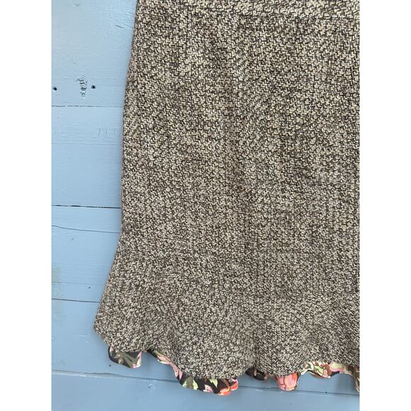 Ann Taylor Loft Wool Blend Skirt with Floral Ruffle 2Petite - Picture 3 of 8